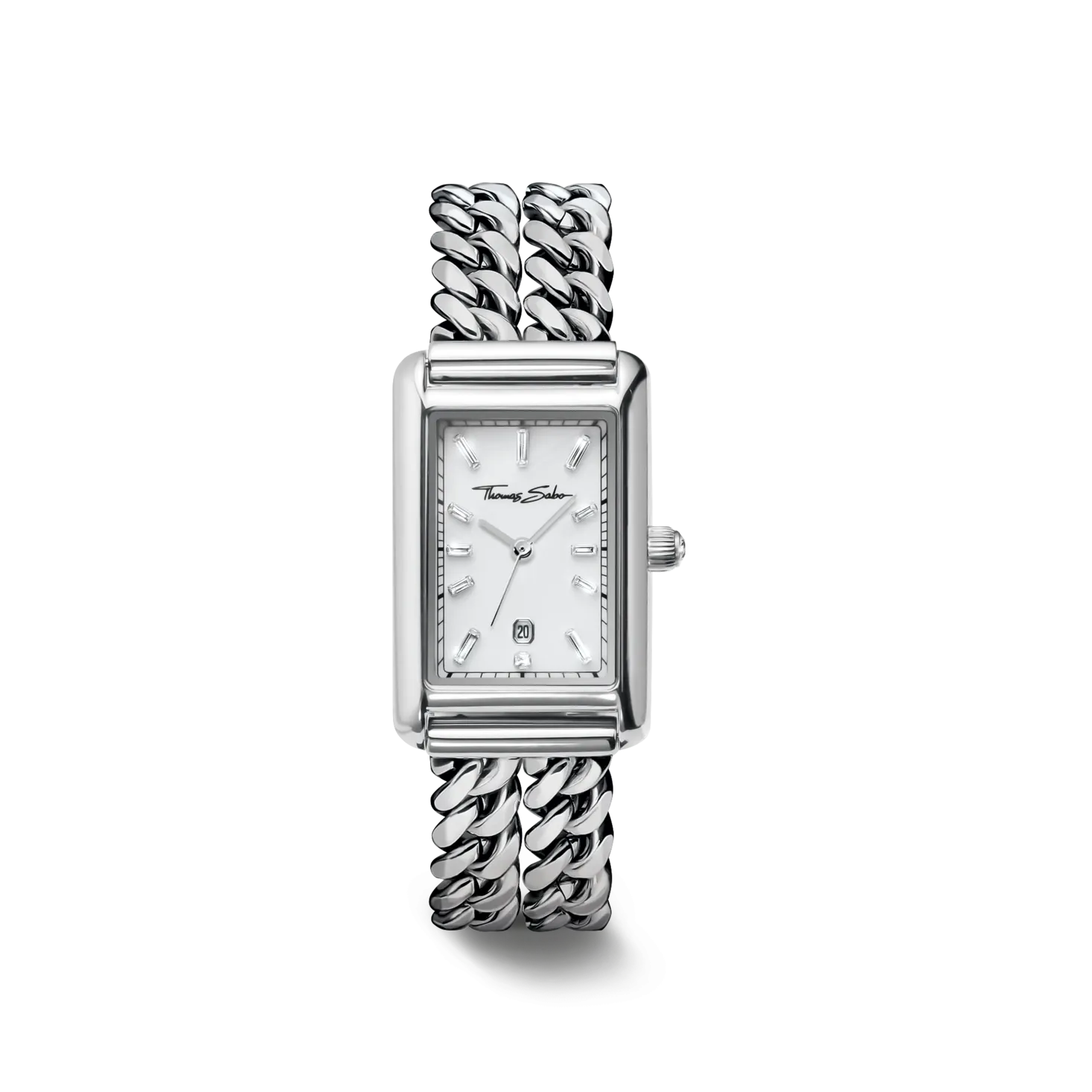 Bold Elegance watch silver — panzer chain bracelet