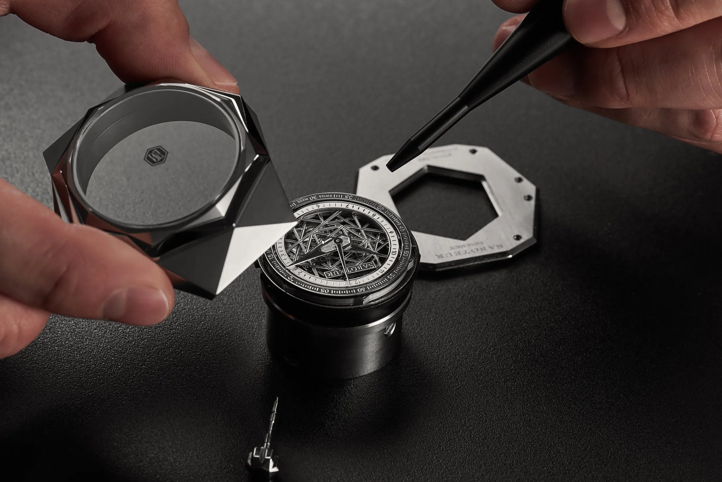 Sacred geometry watch case assembly — Sacra collection by ACTE.5