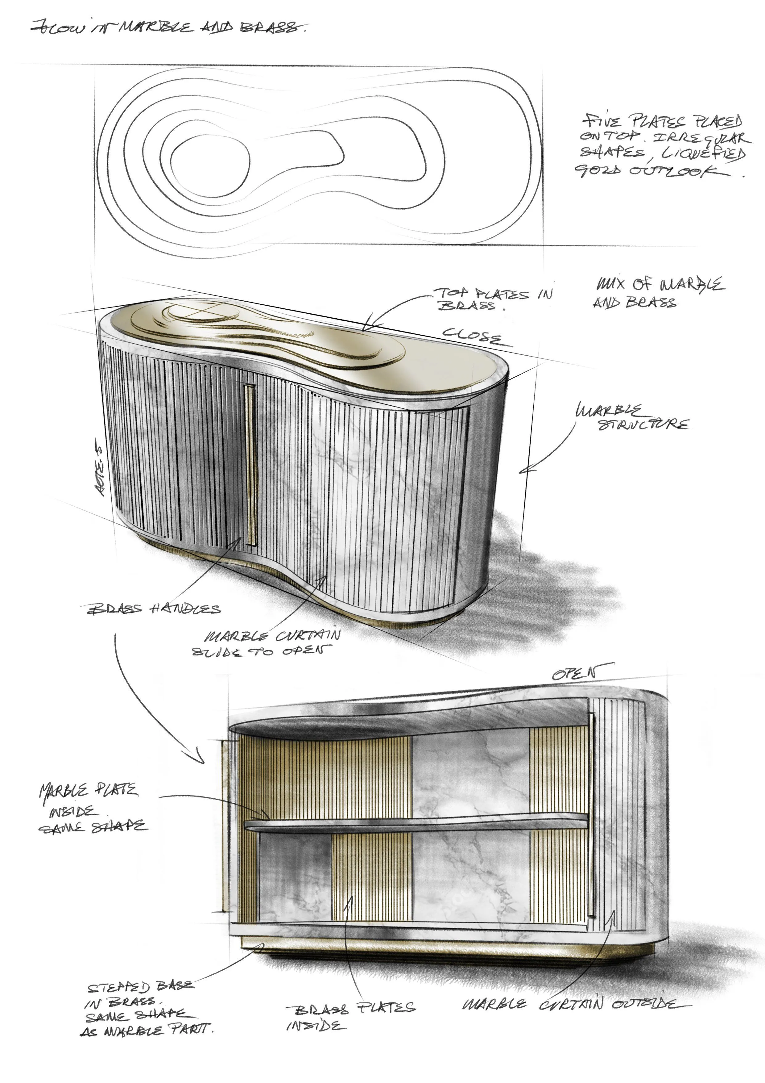 Product design sketch — furniture concept by ACTE.5
